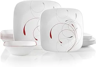 Corelle vitrelle splendor dinnerware set 18 pcs white red