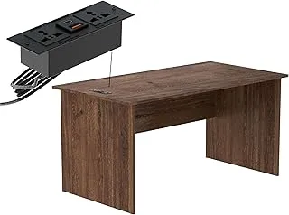 Mahmayi MP1 160x80 Writing Table with Without Drawers attached Black BS01 Desktop Socket with USB AC Port for Office, Home, and Meeting Room - Brown