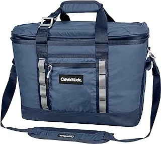 CleverMade Maverick Collapsible Cooler Bag - 50 Can Insulated Leakproof Soft Sided Beverage Tote with Shoulder Strap, Bottle Opener and Storage Pockets