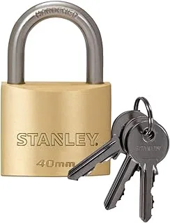 Stanley 40 mm 3 Keys Solid Brass Padlock Standard Shackle