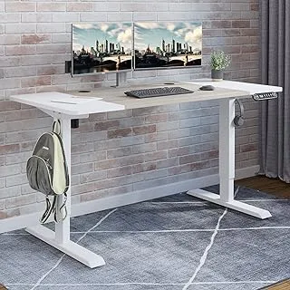 Radlove Electric Height Adjustable Standing Desk, 55 x 24 Inches Stand Up Workstation, Splice Board Home Office Computer Table Ergonomic (White Frame + 55