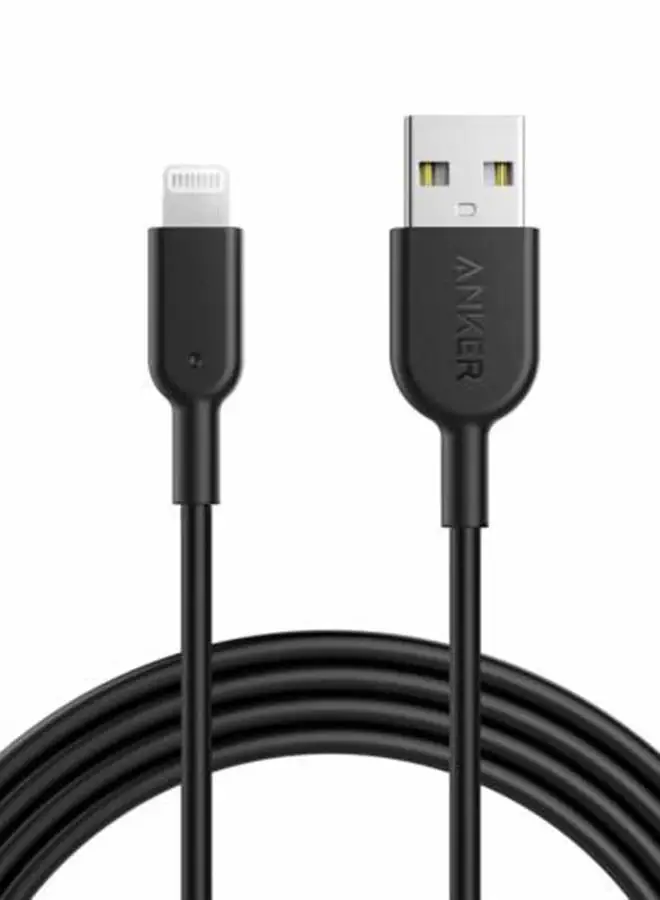 أنكر باور لاين II لايتنينج إلى كابل شحن USB أسود