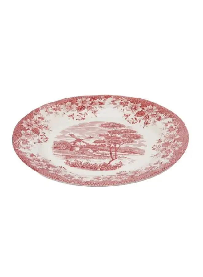 Claytan Seramic Printed Dinner Plate Pink/White 26cm