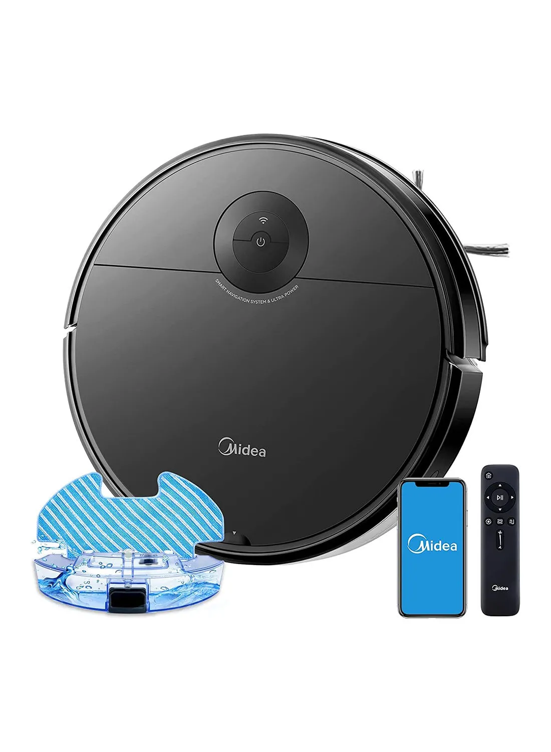 Midea Robot Vacuum cleaner,strong suction with BLDC motor, Sweep and Wet Mopping, 3 level to choose, Wi-Fi App & Voice Control with Msmartlife, Several cleaning modes, 2600mah battery 240 W I5C Black