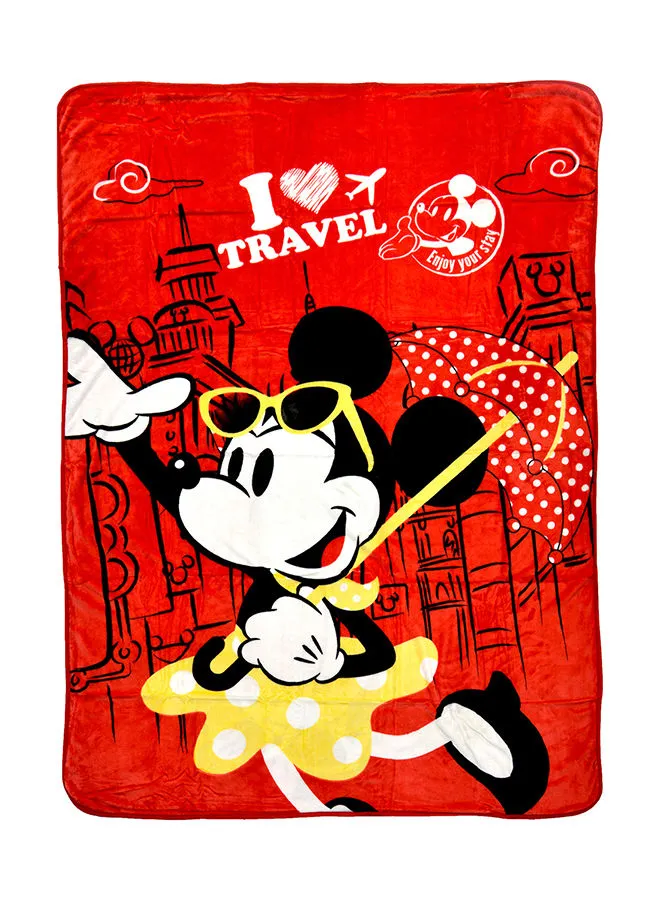 Disney Minne Mouse Design  Flannel Blanket Polyester Red 160x220cm