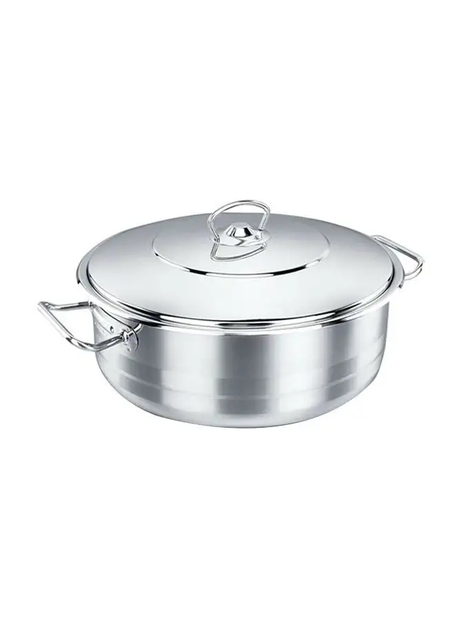 Korkmaz Low Casserole With Lid Silver 24x8cm