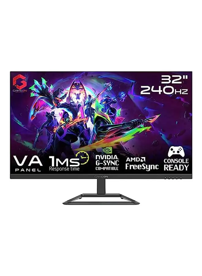 GameOn Gop32Fhd240Va 32 Inch Fhd 240Hz 1Ms 1920X1080 Flat Va Gaming Monitor With G-Sync And Free Sync Black Hdmi 2.1 Console Compatible Black