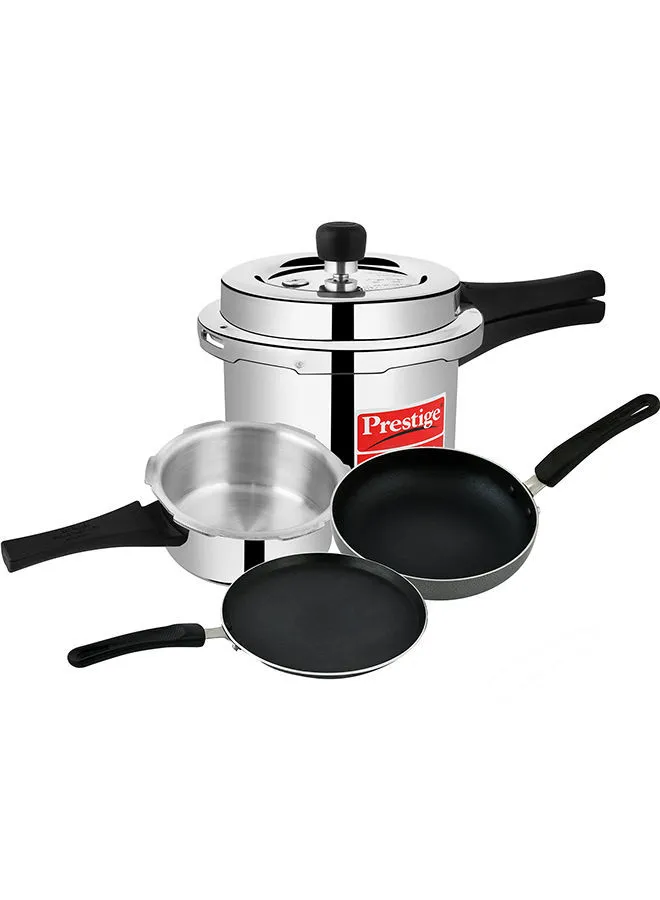 حزمة Prestige Prestige Kitchen Starter Pack (Svachh 3 Ltr + 2 Ltr Body + Fry Pan 180mm + Tawa 250mm)