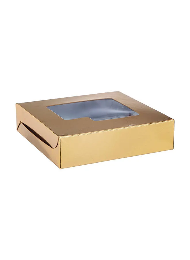 Hotpack Hotpack | Sweet Box Aluminium/Gold With Window 15X15Cm - 5 Pieces