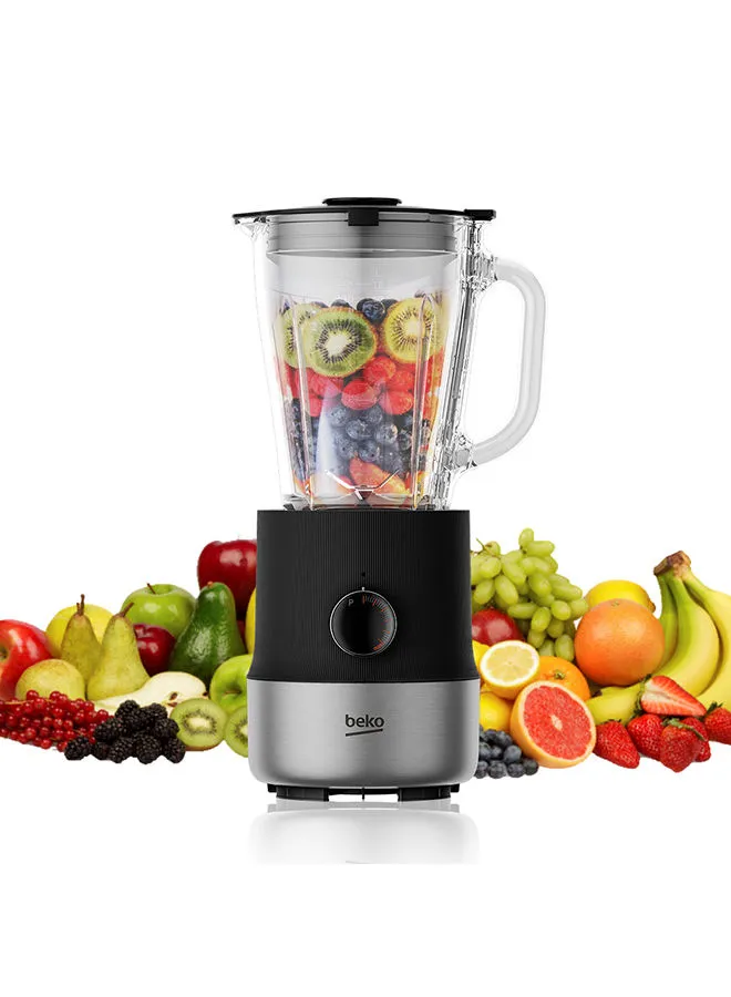 Beko Jug Blender, Table Blender, Variable Speed Setting, Pulse Function, Anti-Slip Base, 4 Wings Stainless Steel Serrated Blades, 1.5 L 800 W TBN 81808 BX Stainless Steel