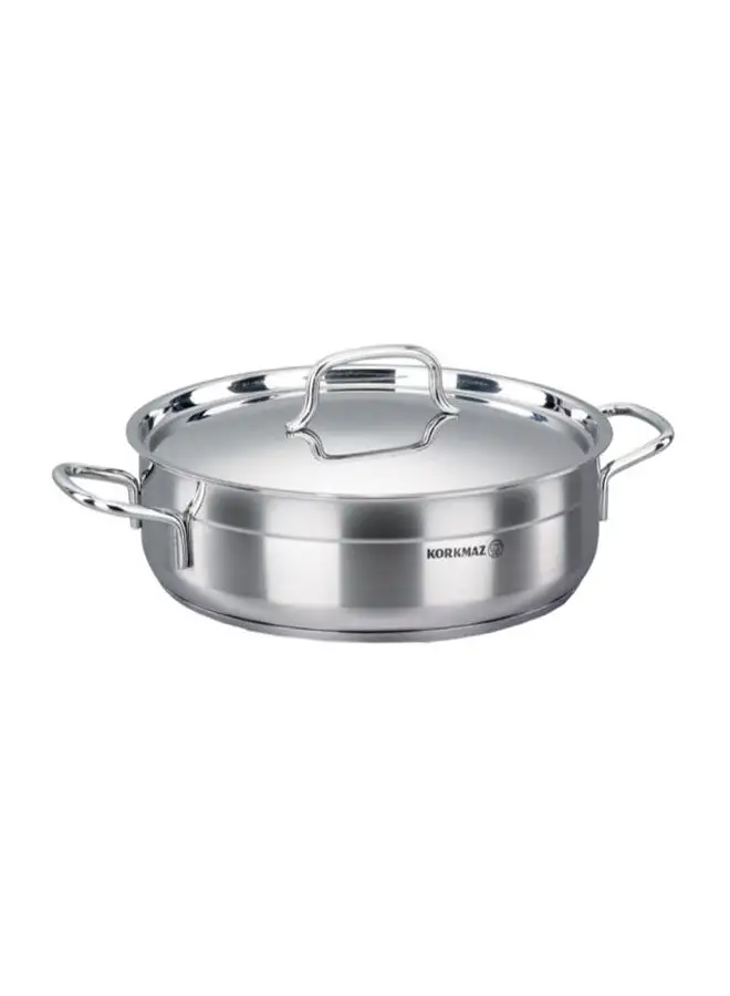 Korkmaz Low Casserole With Lid Silver 3.5Liters