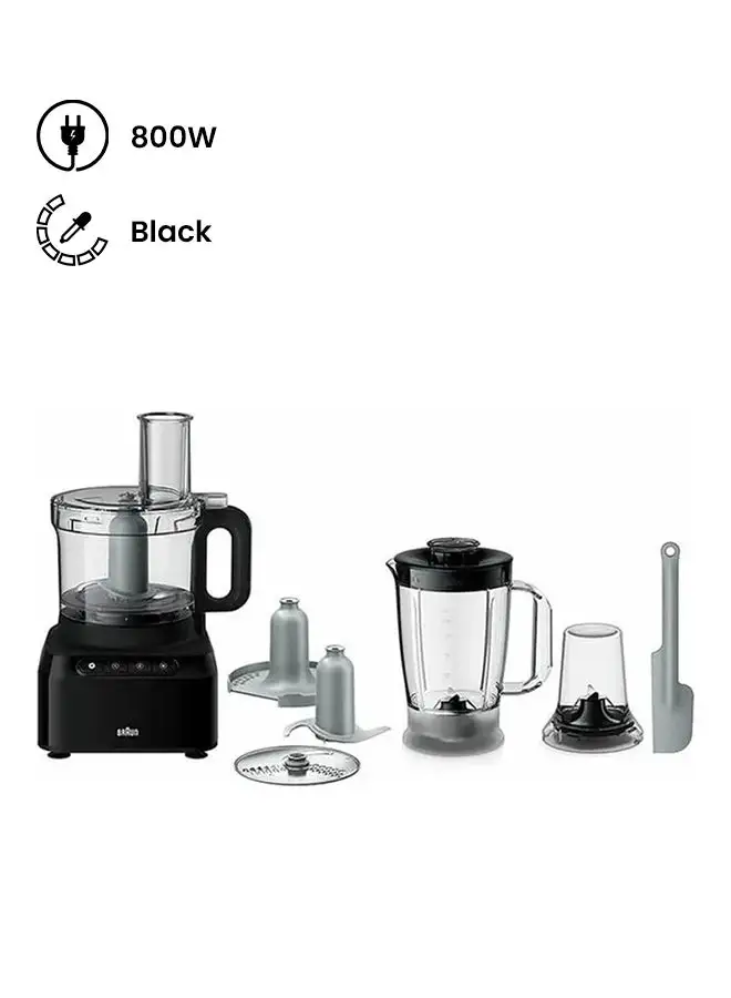 BRAUN Food Processor 800 W Fp 3132 Bk Black