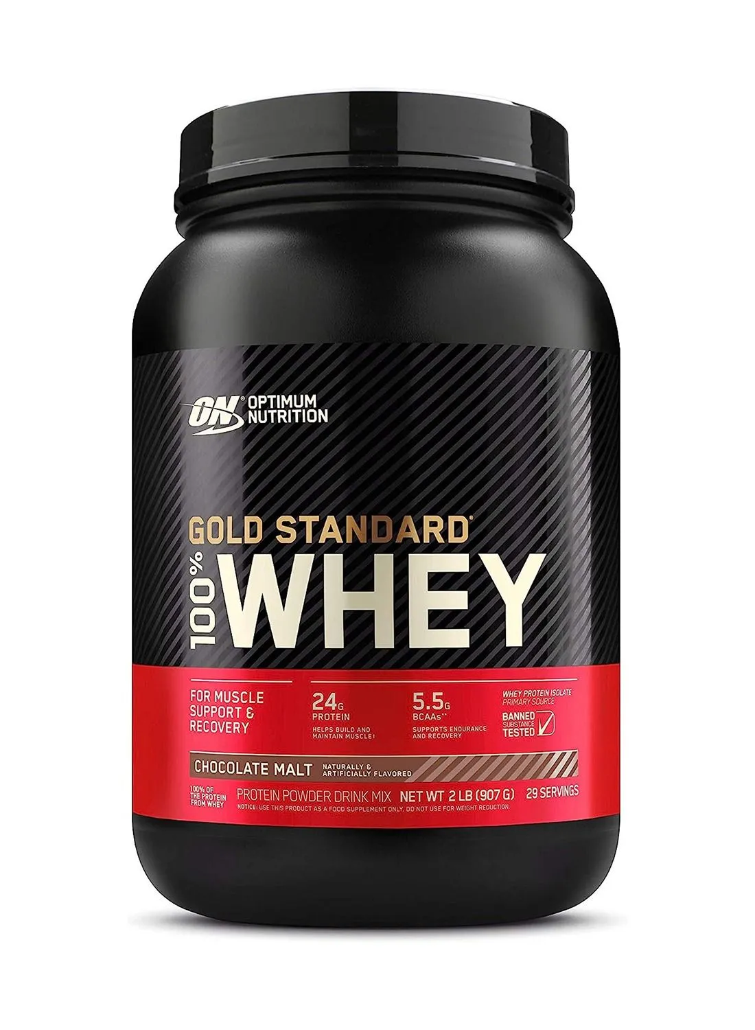 Optimum Nutrition Gold Standard 100% Whey Protein Powder Primary Source Isolate, 24 Grams of Protein for Muscle Support and Recovery - Chocolate Malt , 2 Lbs, 29 Servings (907 Grams)