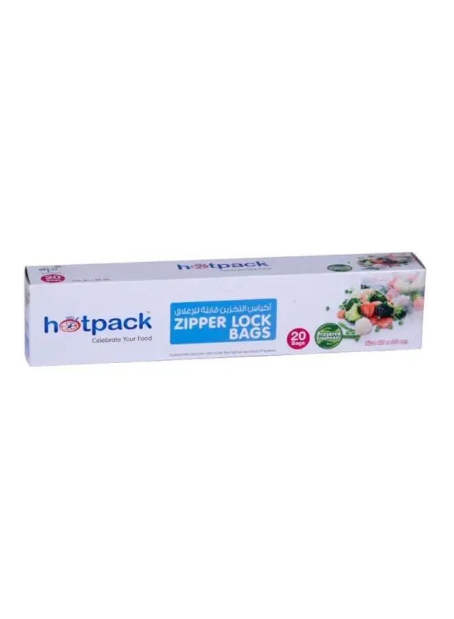 Hotpack 20-Piece Zipper Lock Bag Set Clear 27x30cm