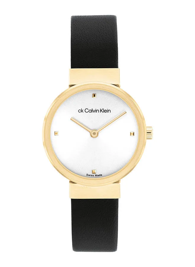 CALVIN KLEIN Women's Analog Round Leather Wrist Watch 25000045 - 28 mm