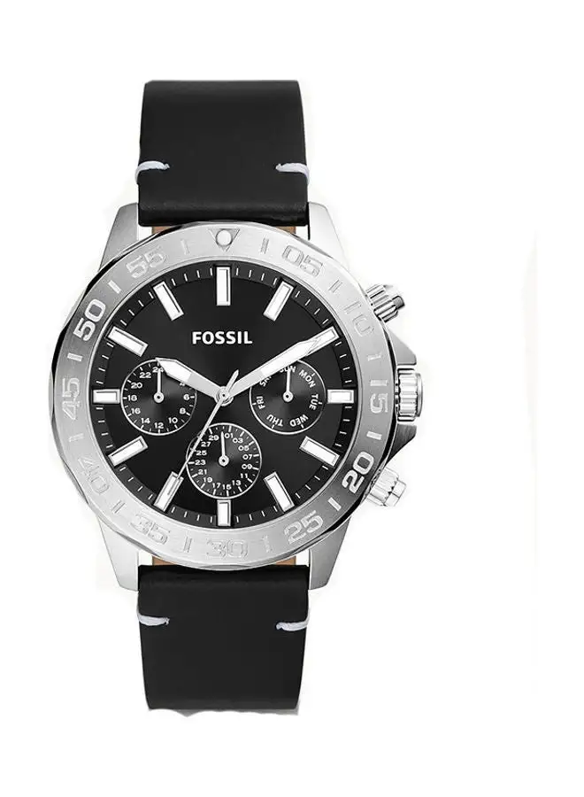 FOSSIL Men's Chronograph Round Shape Leather Wrist Watch BQ2708 - 45 Mm