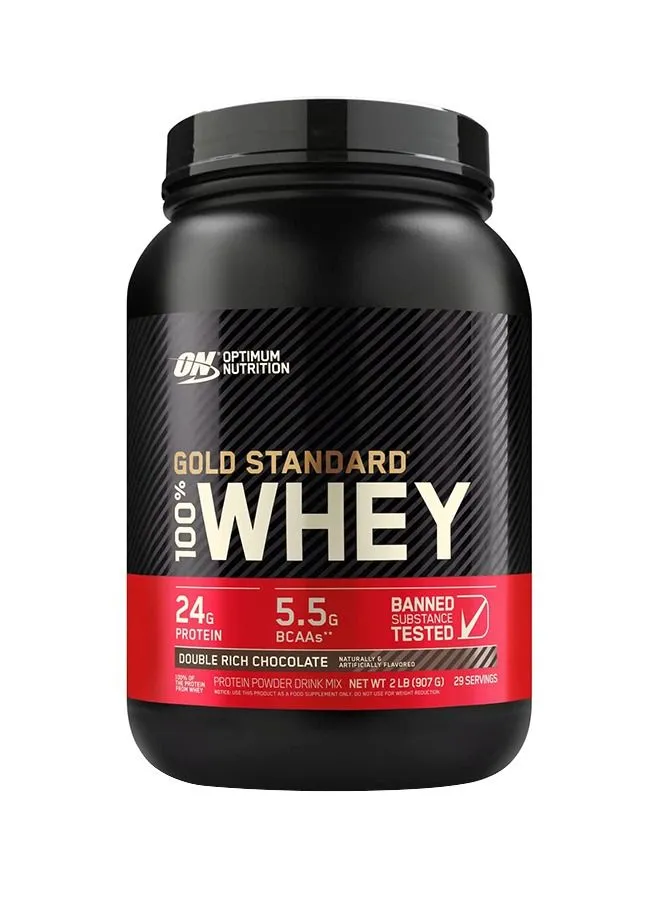 Optimum Nutrition Gold Standard 100% Whey Protein Powder Primary Source Isolate, 24 Grams of Protein for Muscle Support and Recovery - Double Rich Chocolate, 2 Lbs, 29 Servings (907 Grams)