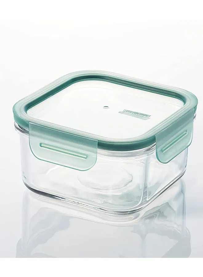 Glasslock Square Container 490 ML Green/Clear