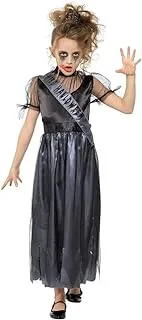 Mad Toys Miss Halloween Prom Dress with Tiara and Sash Spooky Theme Party Halloween Child Costumes, 11-12 Years- Black