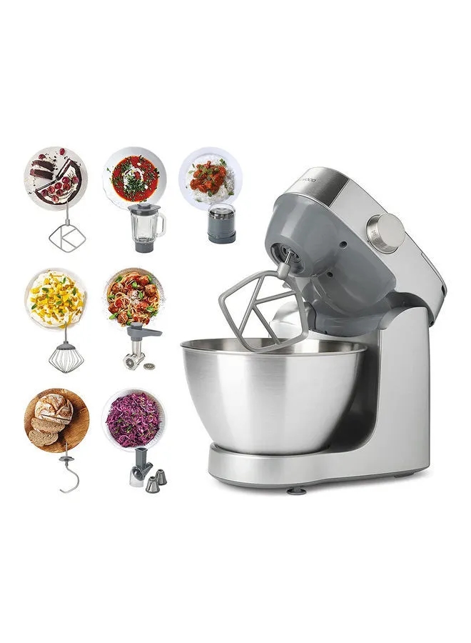 KENWOOD Stand Mixer Kitchen Machine Prospero Plus With Stainless Steel Bowl Beater Whisk Dough Hook Blender Meat Grinder Roto Food Cutter Multi Mill 4.3 L 1000.0 W KHC29.Q0SI Silver