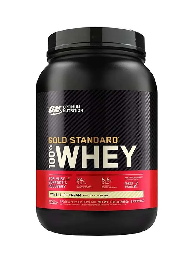 Optimum Nutrition Gold Standard 100% Whey Protein Powder Primary Source Isolate, 24 Grams of Protein for Muscle Support and Recovery - Vanilla Ice Cream, 2 Lbs, 29 Servings (899 Grams)