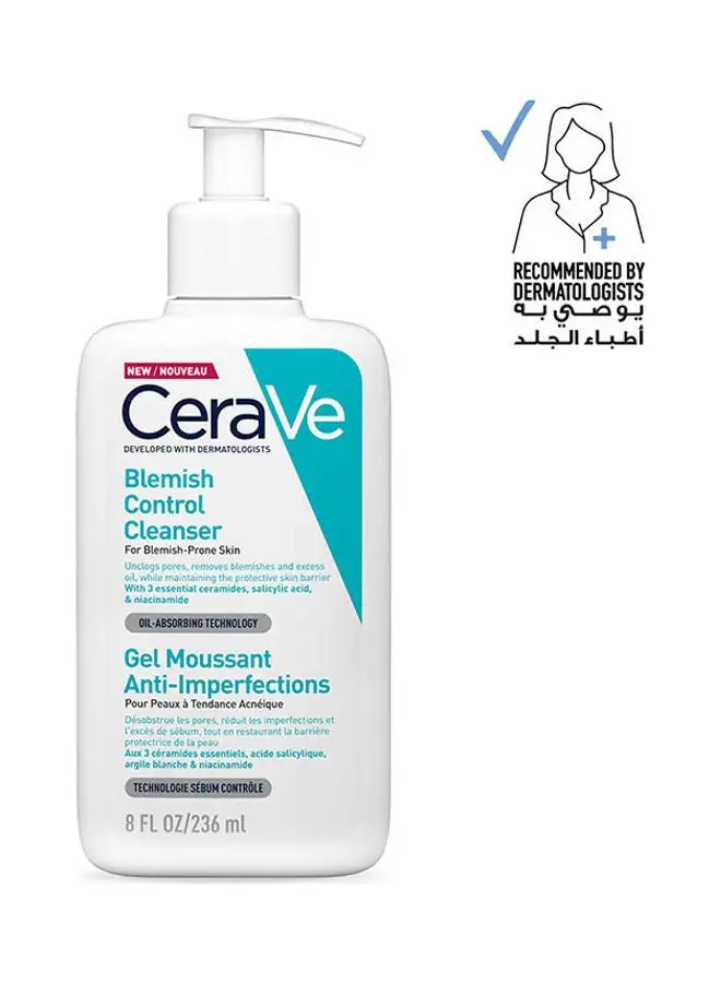 CeraVe Blemish Control Cleanser For Blemish Prone Skin with 2% Salicylic Acid, Niacinamide and Ceramides 236ml