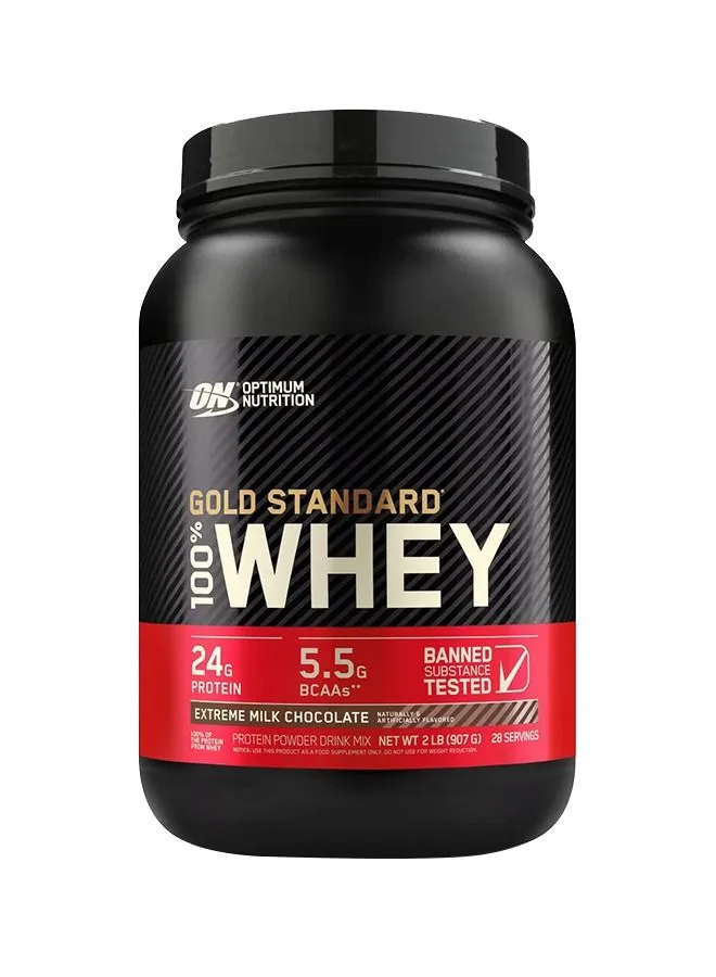 Optimum Nutrition Gold Standard 100% Whey Protein Powder Primary Source Isolate, 24 Grams of Protein for Muscle Support and Recovery - Extreme Milk Chocolate, 2 Lbs, 28 Servings (907 Grams)