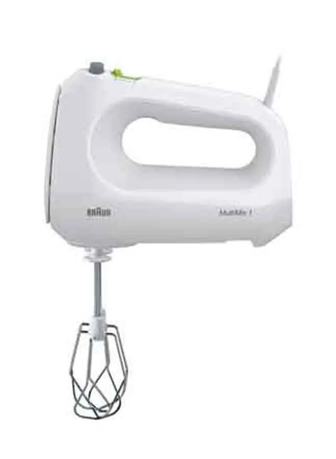 BRAUN Hand Mixer, 4 Speeds Turbo, Smart Mix, 2 Stainless Steel Whisks, 2 Stainless Steel Hooks 400 W HM1010 White