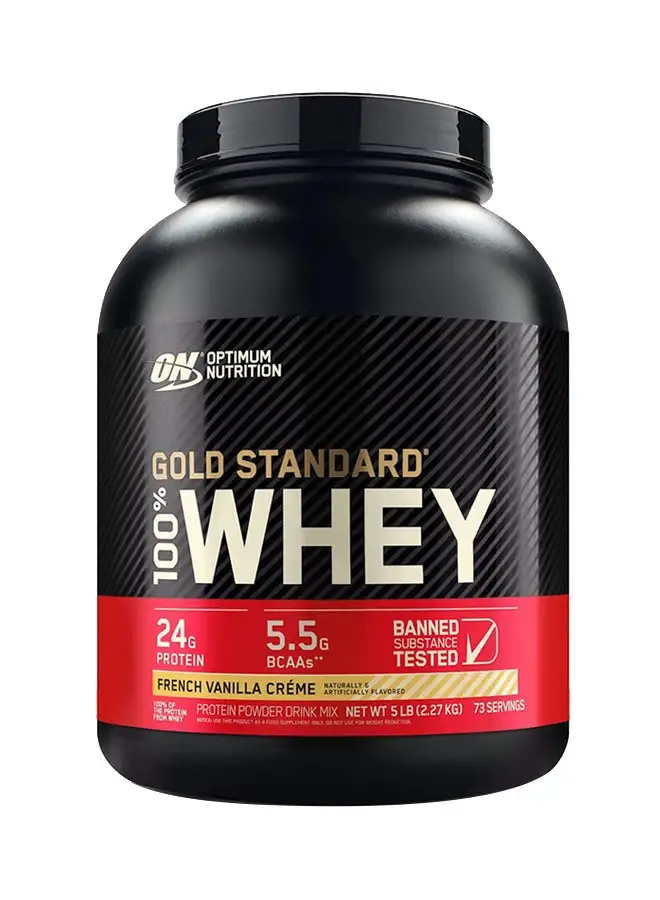 Optimum Nutrition Gold Standard 100% Whey Protein Powder Primary Source Isolate, 24 Grams of Protein for Muscle Support and Recovery - French Vanilla Creme, 5 Lbs, 73 Servings (2.27 KG)