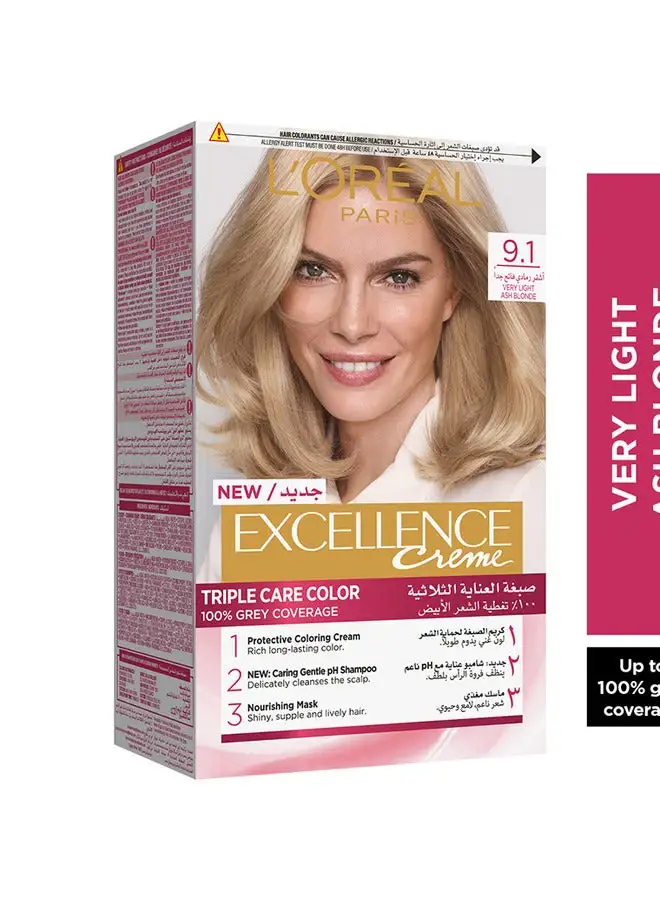 L'OREAL PARIS Excellence Crème Permanent Hair Color 9.1 Very Light Ash Blonde