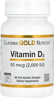 California Gold Nutrition فيتامين د3، 50 ميكروجرام (2000 وحدة دولية)، 90 كبسولة هلامية من جيلاتين السمك