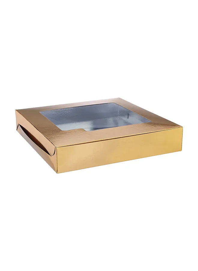 Hotpack Hotpack | Sweet Box Aluminium/Gold With Window 25X25 Cm 5 Pieces