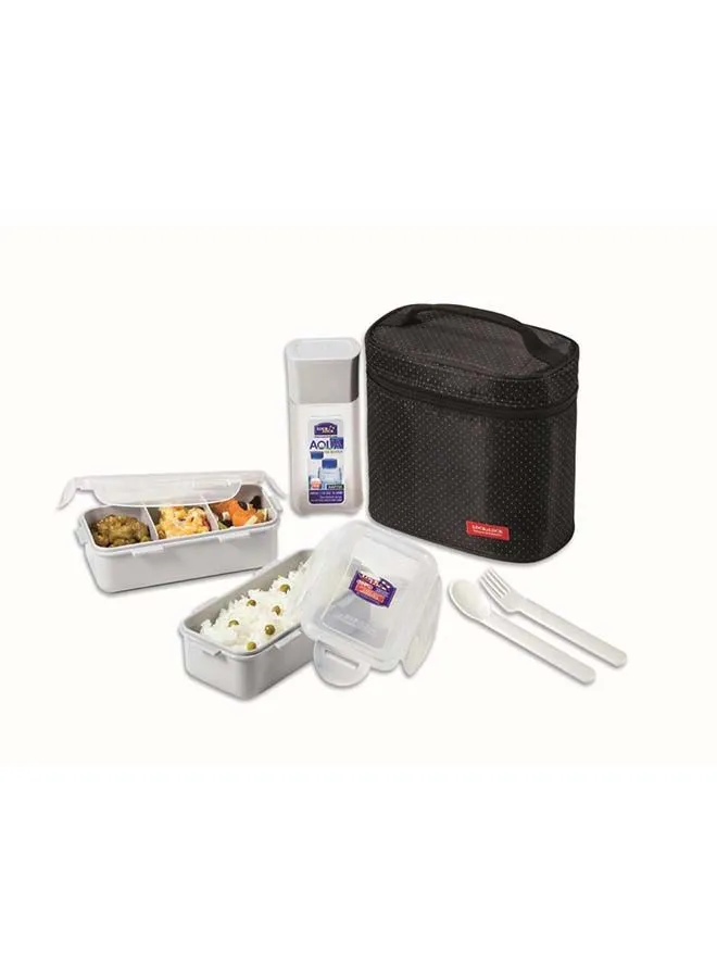 LOCK & LOCK L&L Lunch Box 3-Piece Black Bag And Spoon/Fork Set