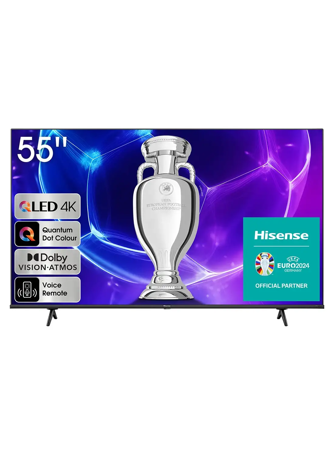 Hisense QLED U6 4K Smart TV 55 Inch E7K Series With Quantum Dot Colour, VIDAA Voice, Dolby Vision, Bluetooth And WiFi 2023 New Model 55E7K Black
