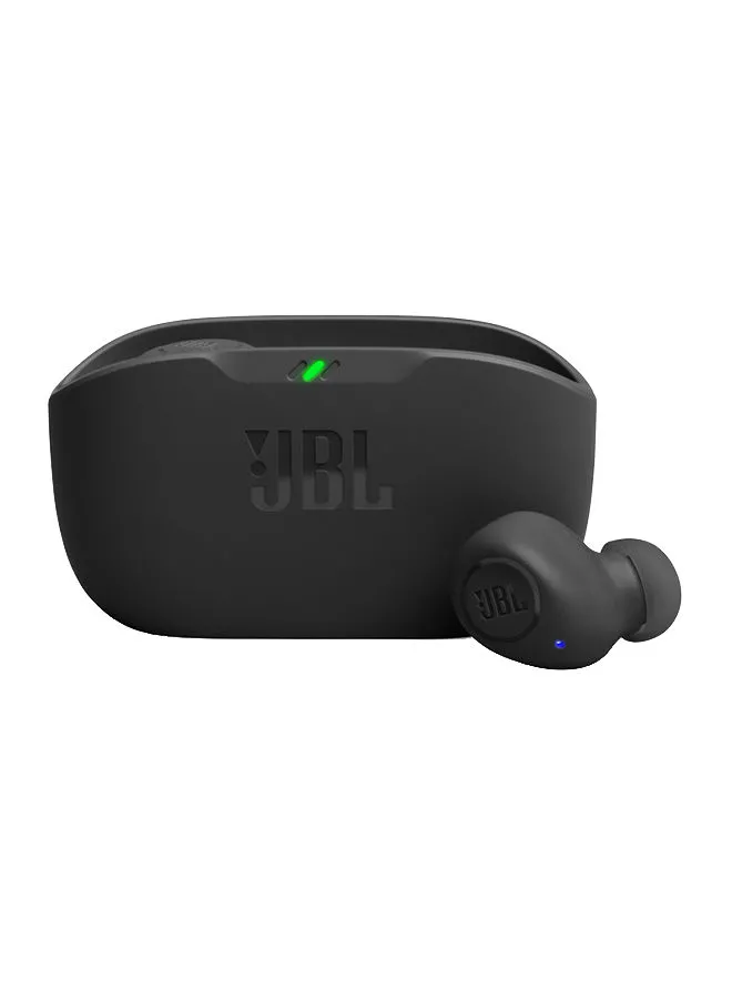 سماعات أذن لاسلكية JBL Wave Buds صوت عميق ومريح تناسب ما يصل إلى 32 و 8 H بالإضافة إلى 24 ساعة من عمر البطارية الإجمالي مع شحن سريع للمكالمات بدون استخدام الأيدي مع برنامج صوتي مقاوم للماء والغبار أسود