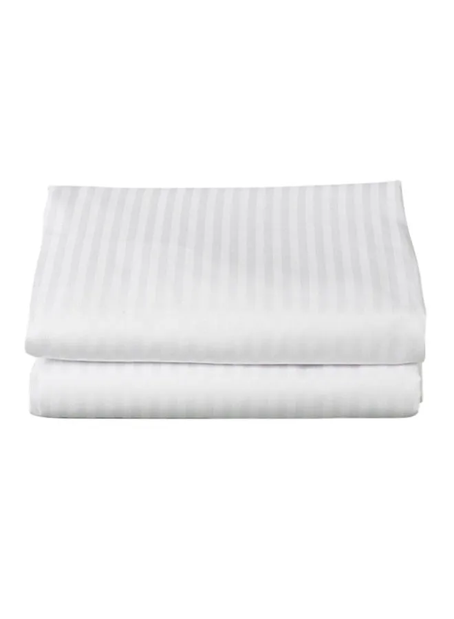 Kingtex Satin Stripe Bed Sheet Cotton White