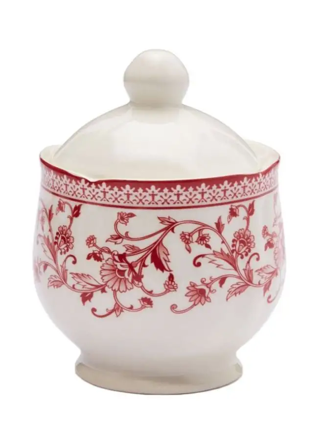 Claytan Ceramic Sugar Bowl With Lid White/Pink 280ml