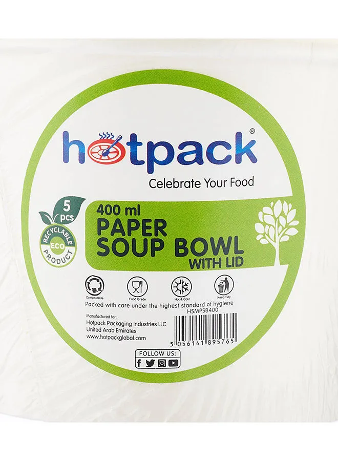 Hotpack Hotpack | Paper Soup Bowl 400Ml - 5 Pieces