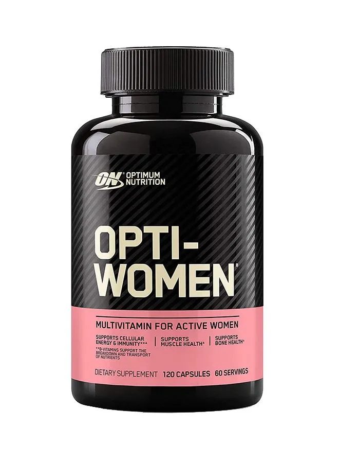 Optimum Nutrition Opti-Women, Vitamin C, Zinc and D for Immune Support Women's Daily Multivitamin Supplement Capsules with 23 Vitamins & Minerals/ 600 Mcgs Folic Acid/ 18 Mgs Iron - 120 Capsules