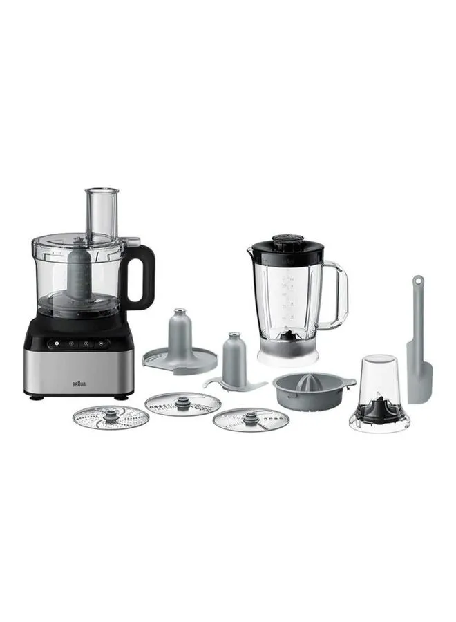 BRAUN Food Processor, Citrus Press, Spatula,Dough Tool, Plastic Multi Mill. 2.1 L Bowl Capacity, 800.0 W FP 3233 Black