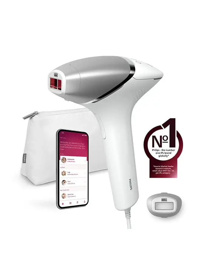 Philips Philips Lumea IPL, Hair Removal, 8000 Series, Sense IQ Technology, Body Treatment Attachment, Corded Use, BRI940/00, 60 Days Money Back Guarantee White/Silver