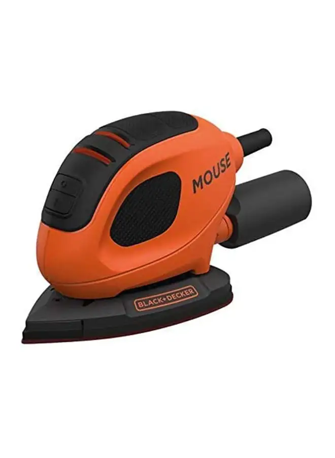 BLACK+DECKER Corded Mouse Detail Sander With Handy Dust Bag And 6 Sanding Sheets Ideal For Paint/Varnish/Cleaning Glass/Rremoving Rust 55W BEW230-GB Orange/Black