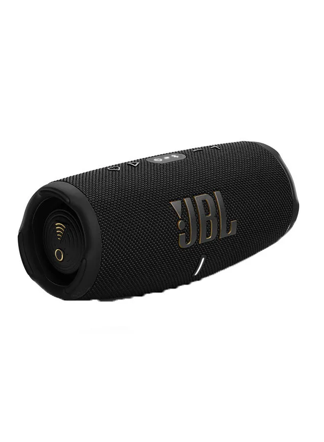 JBL Charge 5 Portable Wi-Fi and Bluetooth Speaker, Deep Powerful Bass, 20H Battery, Waterproof & Dustproof, Built-In Charger, Self-Tuning Feature, Open Streaming Ecosystem Black