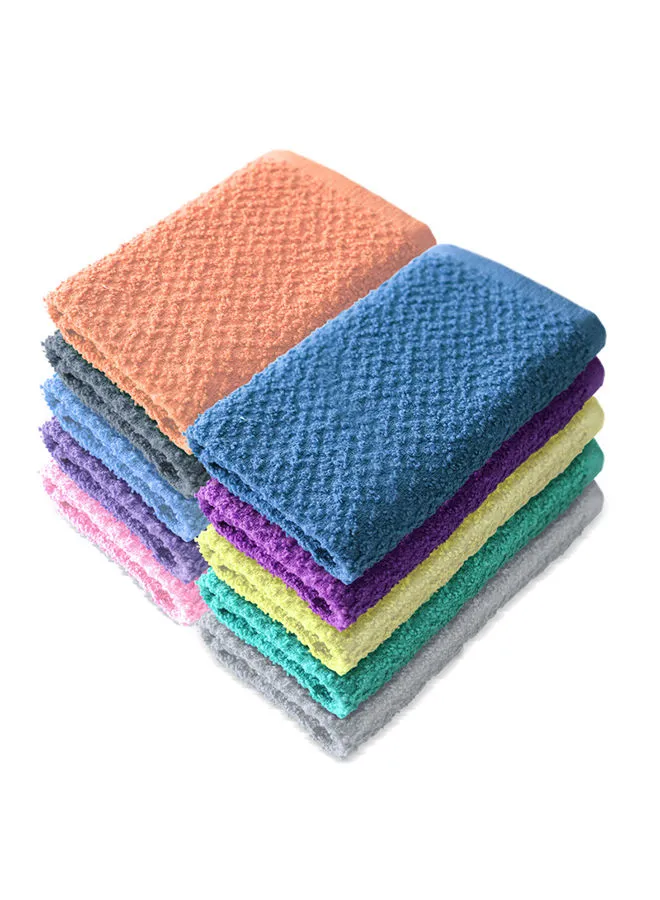 Hotel Linen Klub 100% Cotton Terry Wash Cloth 10 Pieces Set, Super Soft Quick Dry Highly Absorbent, Size: 30 x 30 cm, Multi-Colour