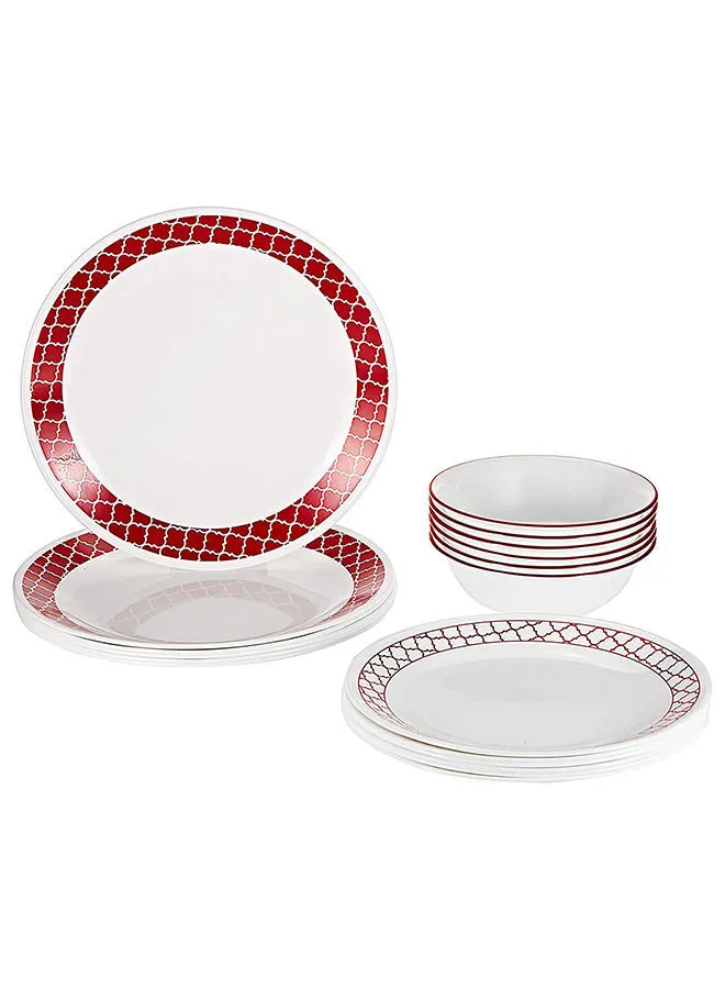 Corelle 18-Pieces Livingware Crimson Trellis Dinnerware Set