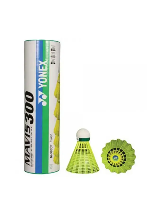 Yonex Yonex Mavis 300 Green Cap Slow Badminton Shuttlecock 6 Pack, Yellow