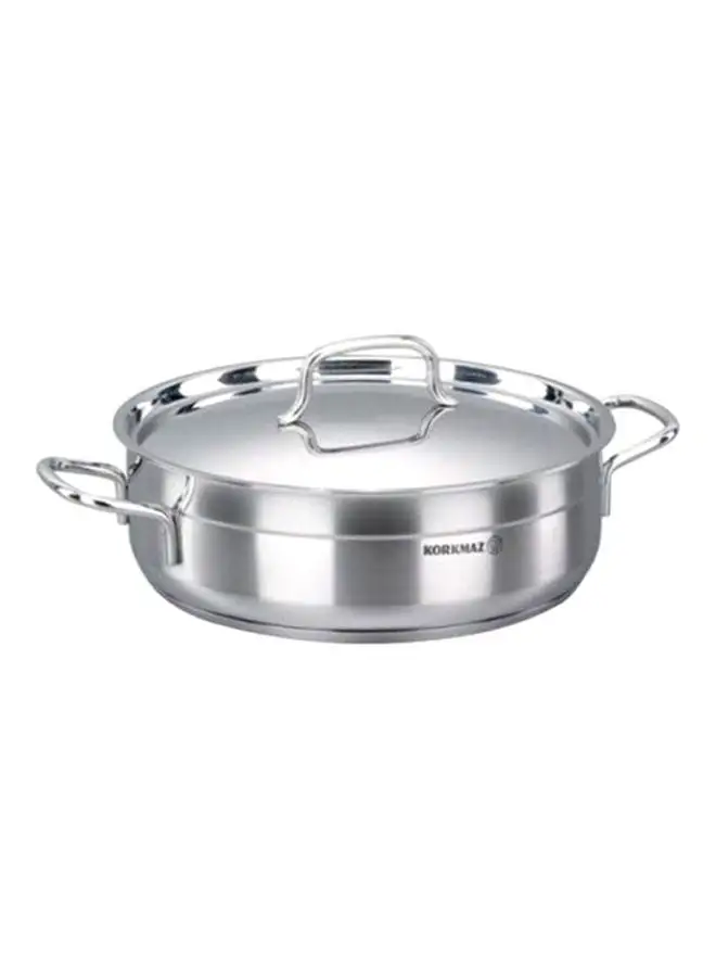 Korkmaz Alfa Short Cooker With Lid Silver 30x10cm