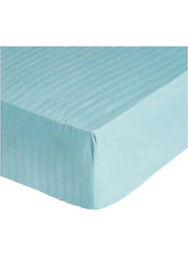 Soft Comfort Deyarco Soft Comfort Stripe Microfiber Aqua Fitted Sheet Double 120x200cm