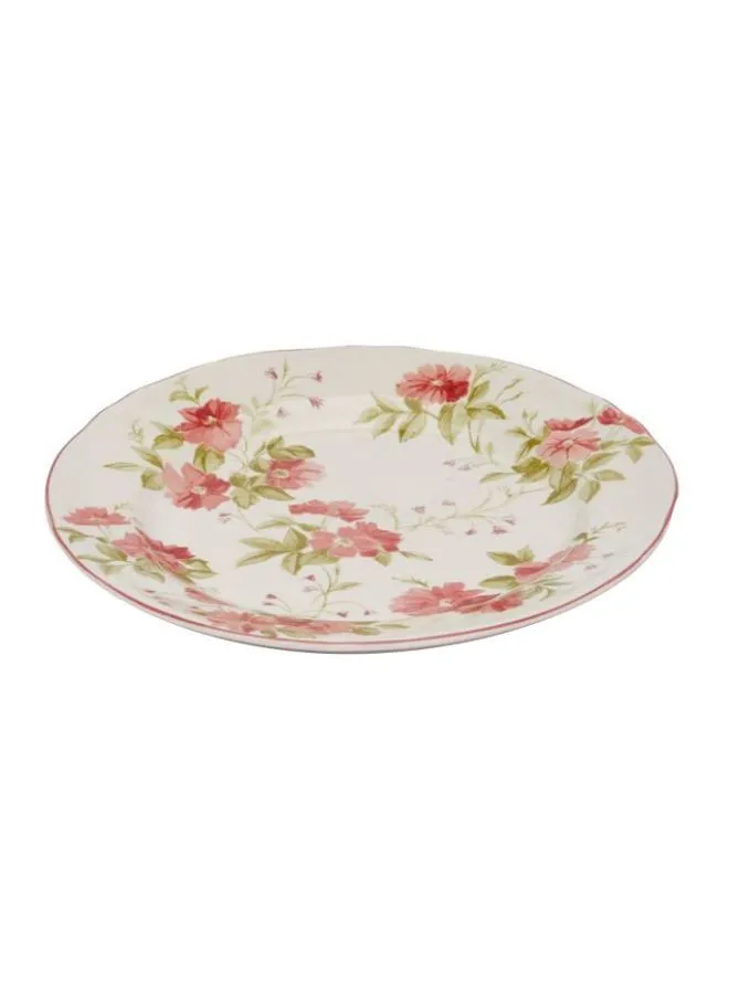 Claytan Floral Printed Dinner Plate White/Pink/Green 26cm