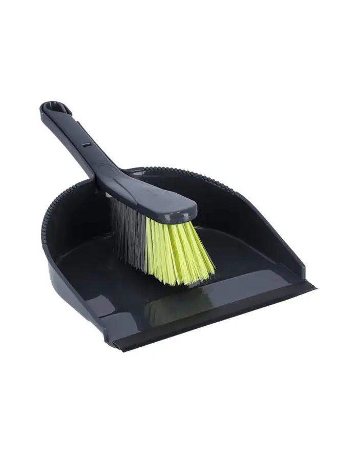 Royalford 2-Piece Dust Pan And Brush Set Black/Green 37x21.5x12cm